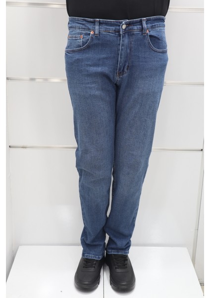 Denim Cartel Fistan Store Erkek Mavi Yüksek Bel Rahat Kesim Boru Paça Jean Pantolon