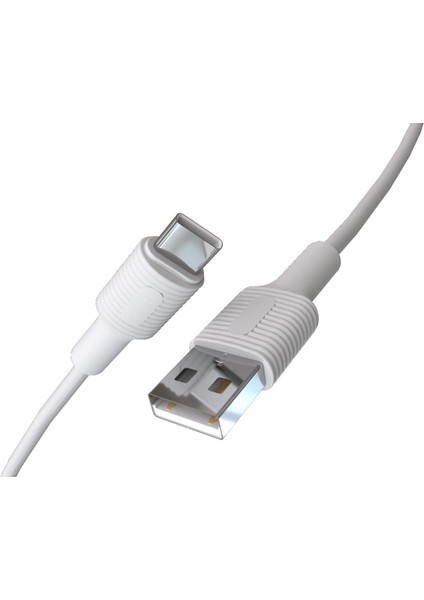 USB A-C Hızlı Şarj Kablosu (Beyaz + Beyaz Uç) (150 Cm)