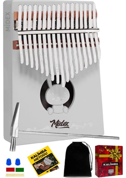 KLX-550 Beyaz Renk Gerçek Ağaç Kalimba 17 Tuşlu Full Set