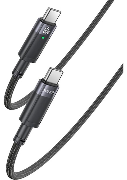 60W Type-C To Type-C Otomatik Şarj Kesme Özellikli Pd Hızlı Şarj Kablosu, 1.2 Metre