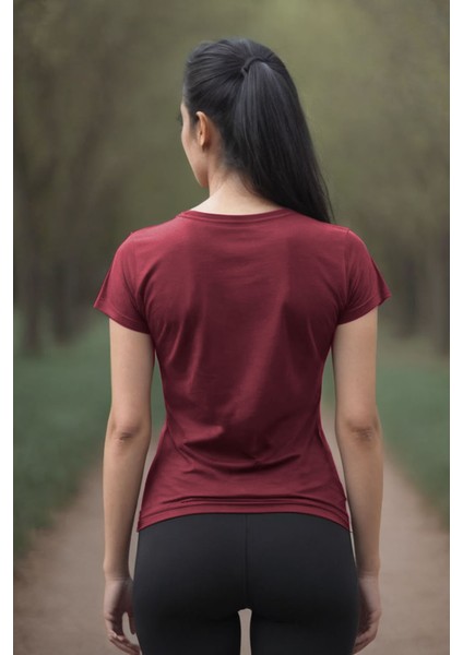 Gitar Baskılı Bordo V Yaka Tişört fiyatları