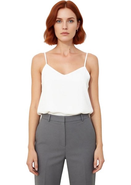 Kadın V Yaka Kolsuz Dokuma Bluz Günlük Şıklık Için Ideal Parça Kaliteli Şık Rahat Modern Zarif fiyatları