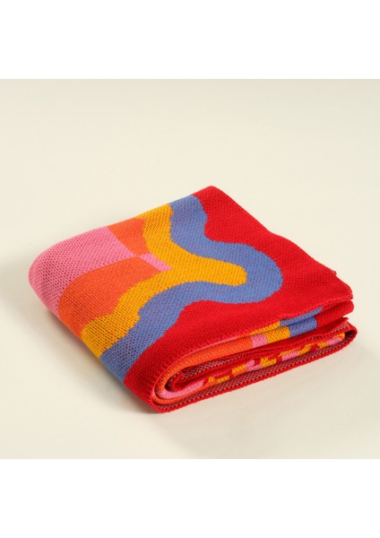 Moda Jakarlı Örme Akrilik Koltuk Şalı 130x170 Cm Renkli