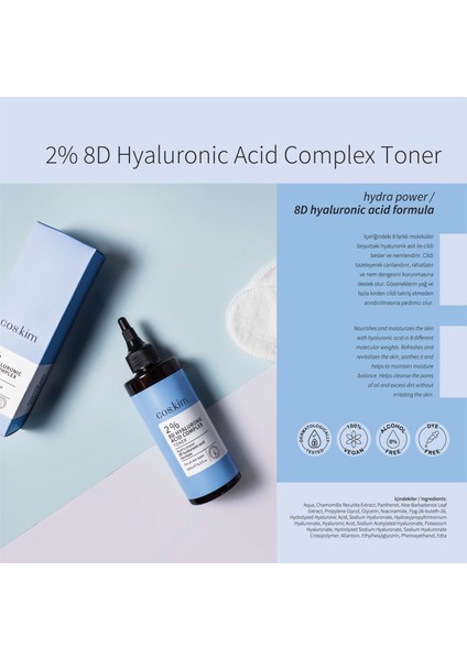 8 Çeşit Hyaluronik Asit Içeren Nemlendirici Tonik | 2% 8d Hyaluronic Acid Complex Toner 250 ml fırsatları