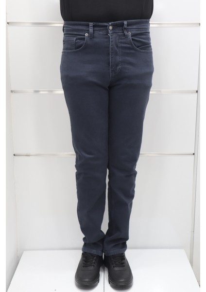 Fistan Store Erkek Açık Lacivert Yüksek Bel Rahat Kesim Boru Paça Jean Pantolon