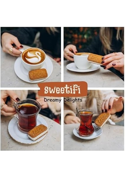 Sweetifi Biscoff Bisküvili Lokum, Gurme Biscoff Kurabiyeli Lokum Sandviç, Sade Türk Lokumu Dolgulu Biscoff Bisküvi, Çay & Kahve Saati Atıştırmalığı (1PAKET(10LU)) modelleri