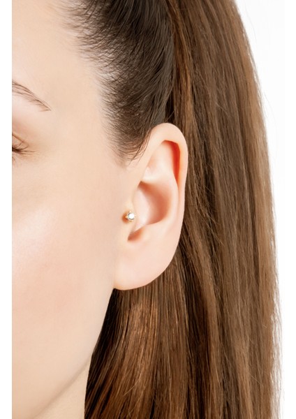 Zirkon Işıltısı 18 Ayar Sarı Altın Kaplama Gümüş Tragus-Helix Piercing fiyatları
