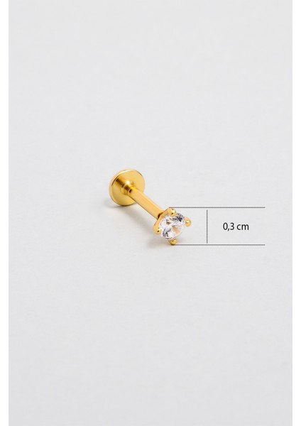 Zirkon Işıltısı 18 Ayar Sarı Altın Kaplama Gümüş Tragus-Helix Piercing modelleri