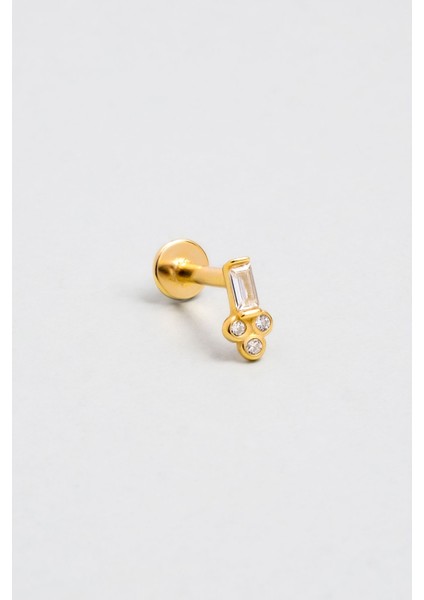 Baget Kesim 18 Ayar Sarı Altın Kaplama Gümüş Tragus-Helix Piercing