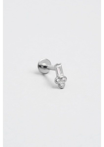 Baget Kesim 18 Ayar Beyaz Altın Kaplama Gümüş Tragus-Helix Piercing