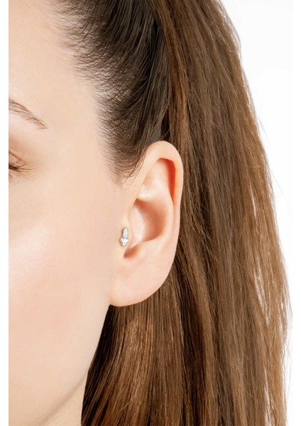 Baget Kesim 18 Ayar Beyaz Altın Kaplama Gümüş Tragus-Helix Piercing fiyatları