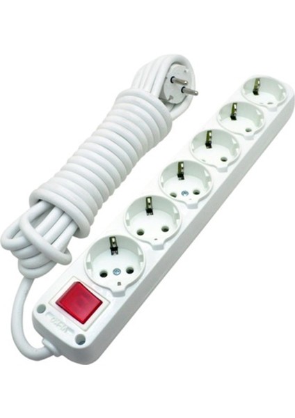 Kablolu Anahtarlı Altılı Priz 5 m