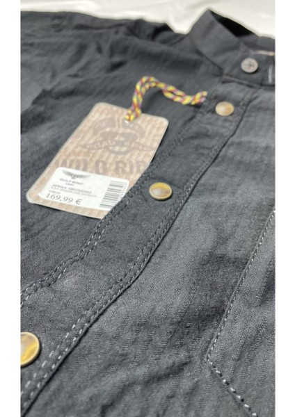 Slim Fit %100 Pamuk Kumaş Hakim Yaka Uzun Kol Gömlek--düz Siyah-- modelleri