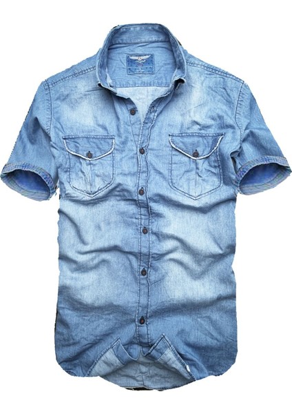 Slim Fit Nefes Alan Ince Terletmez Saf Pamuk Kumaş Kısa Kol Kot Gömlek fırsatları