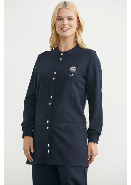 Çıtçıtlı Tunik Boy Eşofman Takım - Lacivert modelleri