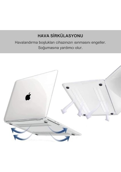 MacBook Air 13.6" 2022-2023-2024-2025 M4/m3/m2 Çip ile Uyumlu Şeffaf Dayanıklı Koruyucu Kılıf, Ultra Ince Kabuk Koruma Sert Kapak A2681 A3113 fiyatları