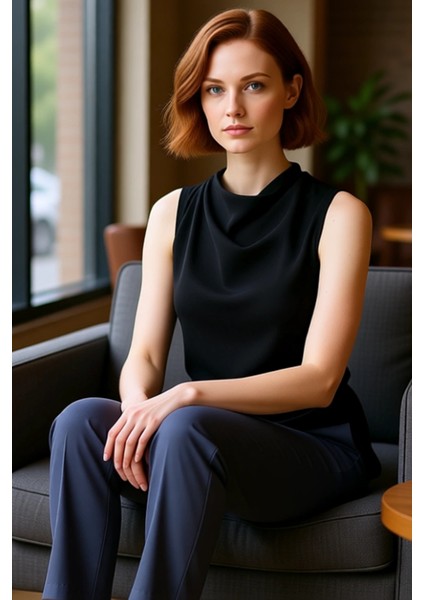 Kadın Saten Bluz Kolsuz Degaje Yaka Yan Bağlama Detaylı Şık ve Konforlu Tasarım Kaliteli Şık fırsatları