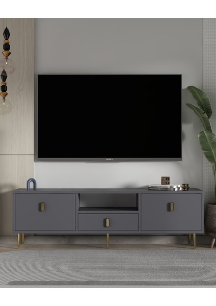 1323DROPCT-32 Tv Sehpası Antrasit-Altın