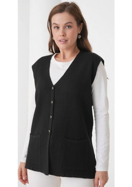 Kadın Anne Büyük Beden Fitilli Yün Triko Yelek modelleri