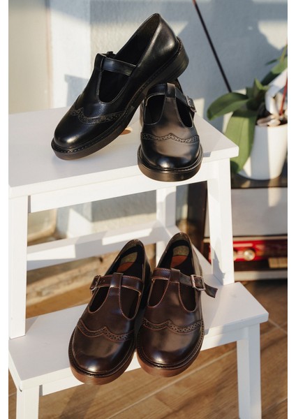 Kadın Loafer Çift Yüzlü Bantlı Günlük Ayakkabı Titra Siyah