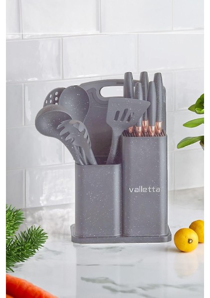 Nairobi Dayanıklı Silikon Yanmaz Yapışmaz 12 Parça Servis Seti Gri VLT1420