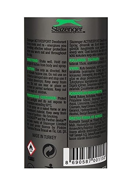 Slazenger Activesport Yeşil Deodorant Spray (150 Ml) modelleri