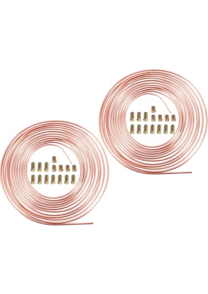 2 Paket 25FT Bakır Nikel Fren Hattı Boru Kiti 3/16 Inç Od + 30PCS Fikir Somunları (Yurt Dışından)