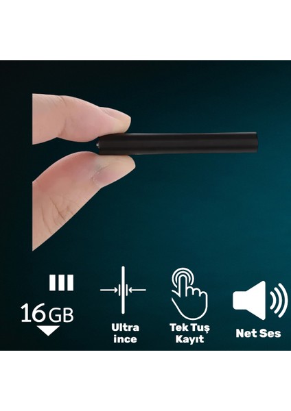 Invıcta Dijital Ses Kayıt Cihazı 48 Saat Kesintisiz Kayıt 16GB Hafıza USB Flash Bellek Mp3 Player Mini Müzik Çalar