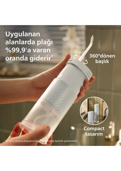 Sonicare Ağız Duşu HX3333/24 - 360° Başlık + Yedek Başlık , 200 Ml, 14 Gün Şarj Süresi , Taşınılabilir