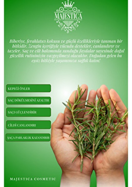 Saf Biberiye Suyu Saç Bakımı Toniği Besleyici Etki Tüm Cilt Tipleri İçin 100 ml