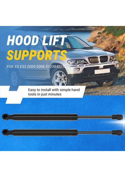 2pcs Araba Gaz Asansörü Davlumbazları Struts Bmw-X5 E53 2000-2006 51238402551 Için Şok Ön Kaput Botu (Yurt Dışından) indirimleri