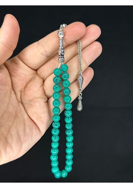 Koyu Yeşil Renk Havlit Taşı Doğaltaş Tesbih Küre Kesim T-494 fırsatları