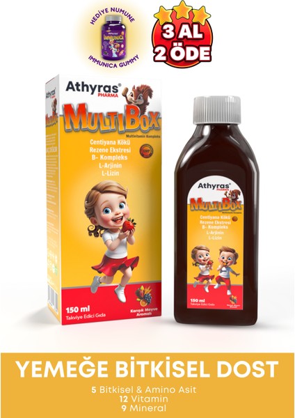 Multibox Centiyana Kökü, Rezene, L-Arjinin, B Complex, Çinko Çocuk Multivitamin 150 ml ( İŞTAH ŞURUBU )