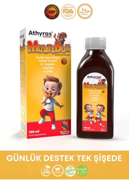 Multibox Centiyana Kökü, Rezene, L-Arjinin, B Complex, Çinko Çocuk Multivitamin 150 ml ( İŞTAH ŞURUBU ) fiyatları