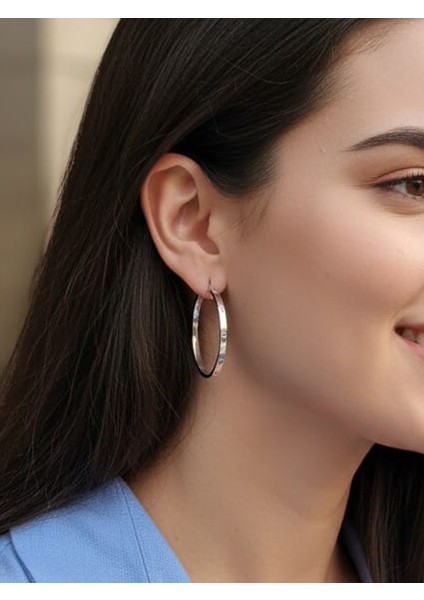 Kadın 925 Ayar Gümüş Halka Küpe