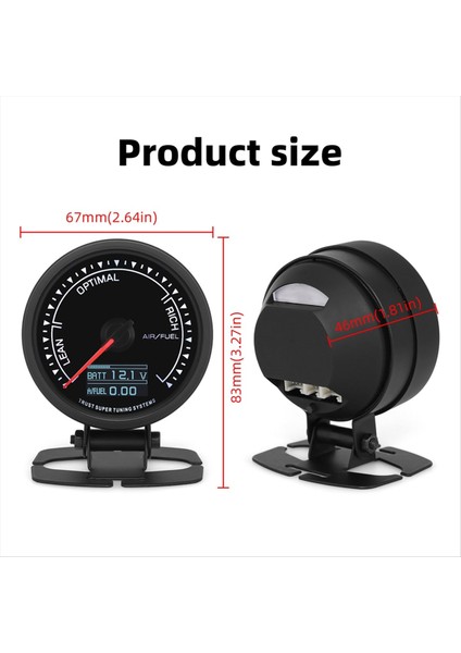 2 5inch 62MM Afr Dar Bant Oksijen Sensörü Için 7 Renk LED Dijital Hava Yakıt Raito Araba 12V Için Braket Tutucu (Yurt Dışından) modelleri