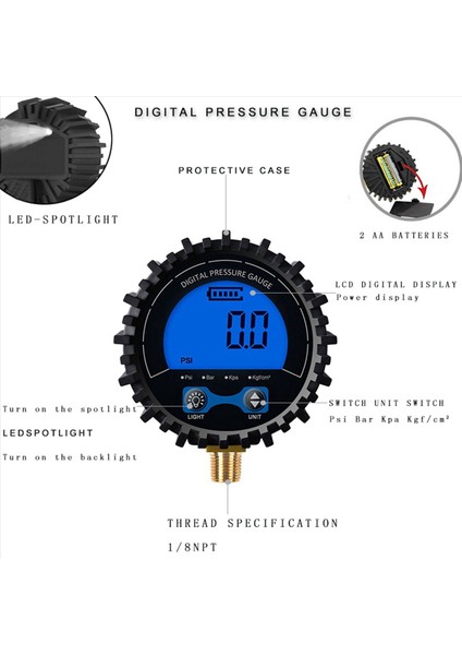 3x Lastik Basınç Göstergesi Dijital Lastik Test Cihazı Display Hava Basınç Manometresi Hızlı Bağlantı Bağlantısı Ipliği 1/8 (Yurt Dışından) indirimleri