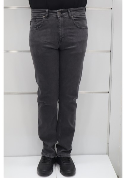 Fistan Store Erkek Füme Yüksek Bel Rahat Kesim Boru Paça Büyük Beden Jean Pantolon