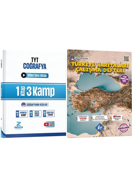 Coğrafyanın Kodları TYT Coğrafya 1 Kitap 3 Kamp Video Ders Kitabı ve Coğrafyanın Kodları Türkiye Haritaları Seti Kr Akademi Yayınları