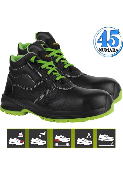 Iş Ayakkabısı Çelik Demir Burunlu 45 Numara Kauçuklu Ara Tabanlı Iş Güvenlik Inşaatçı Rahat Bağcıklı