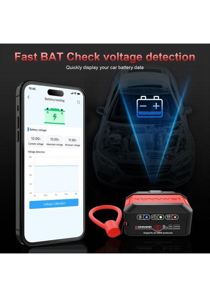 Konnwei KW906 V1 5 Bluetooth 5 0 Ios Android V1 Için 5 Obd2 Tarayıcı Otomatik Araba Teşhis Araçları Kod Okuyucu Siyah (Yurt Dışından) fiyatları