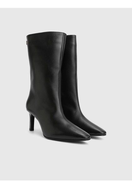 Alvina Hakiki Deri Siyah Kadın Topuklu Bot indirimleri