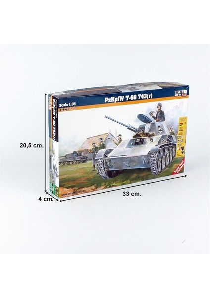 E003ST 1/35 Pzkpfw T-60 743R Tankı Plastik Model Kiti, (12XBOYA,2XFIRÇA,YAPIŞTIRICILI Başlangıç Seti)
