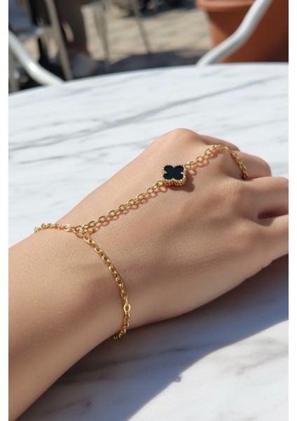 Pınkmark Kadın Gold Siyah Mineli Obje Şahmeran Bileklik 21 cm PMBL25611