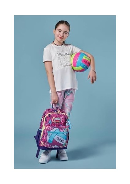 Dört Bölmeli Pembe Mor Voleybol Desenli Ilkokul Sırt Çantası - Kız Çocuk fiyatları