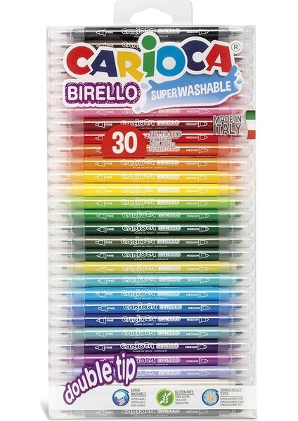 Bırello Süper Yıkanabilir Çift Taraflı Keçeli Boya Kalemi 30'lu