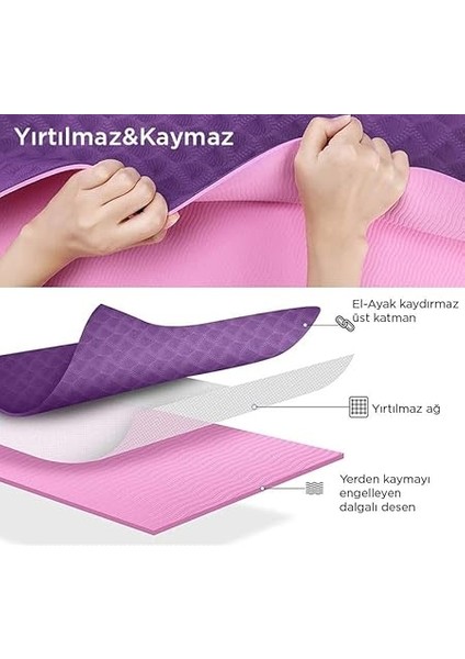 Hizalamalı 6mm Tpe Yoga Matı Pilates Minderi Mavi indirimleri