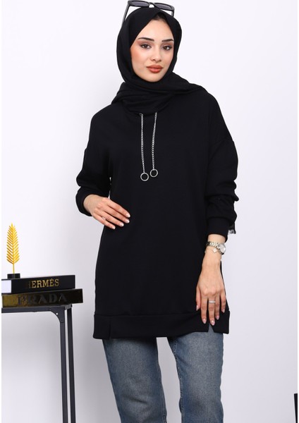 Siyah Yaka Detaylı Modal Tunik