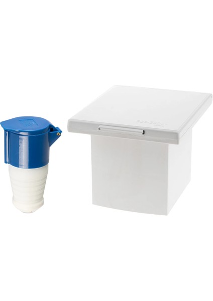 Karavan 220V 16A Dış Elektrik Girişi Fiş ve Soket Olarak Set Beyaz Su Geçirmez