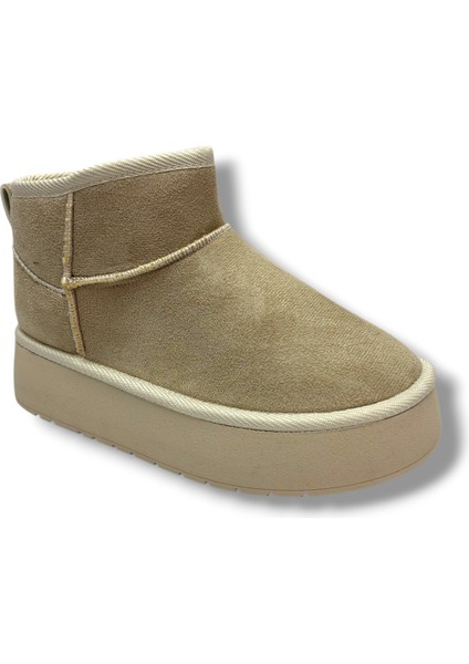 034-26 Anatomik Süet Deri Kürklü Kalın Taban Kadın Bot 36-40